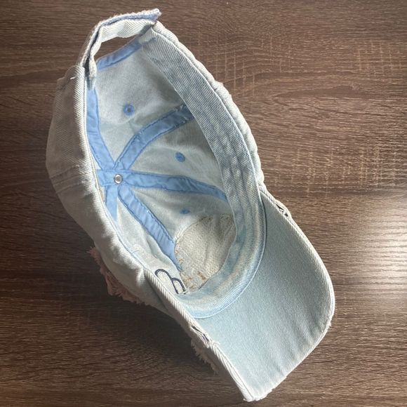 Womens Kbethos Vintage Distressed Denim Hat W/ Patches - Picture 9 of 11